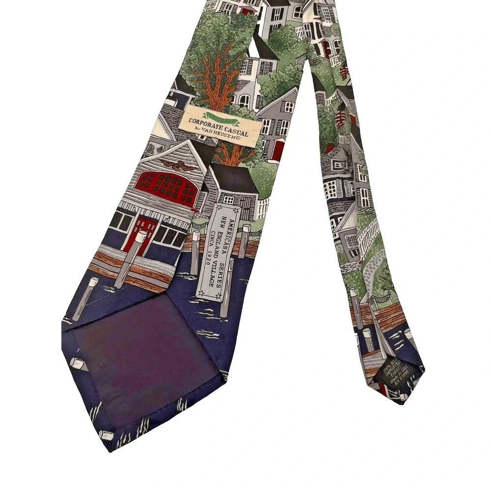 Van Heusen Men's Necktie Tie Silk American Series New England Village Made USA